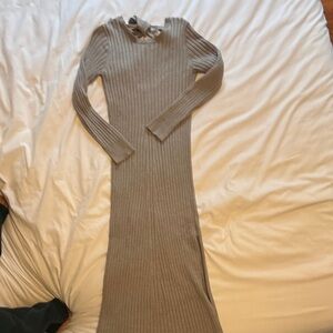 WAYF Ribbed Knit Dress in Heather Gray